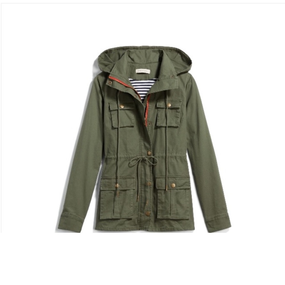 41 Hawthorn Chaplin Essentials Lined Hooded Anorak Jacket in olive green medium - Picture 2 of 8